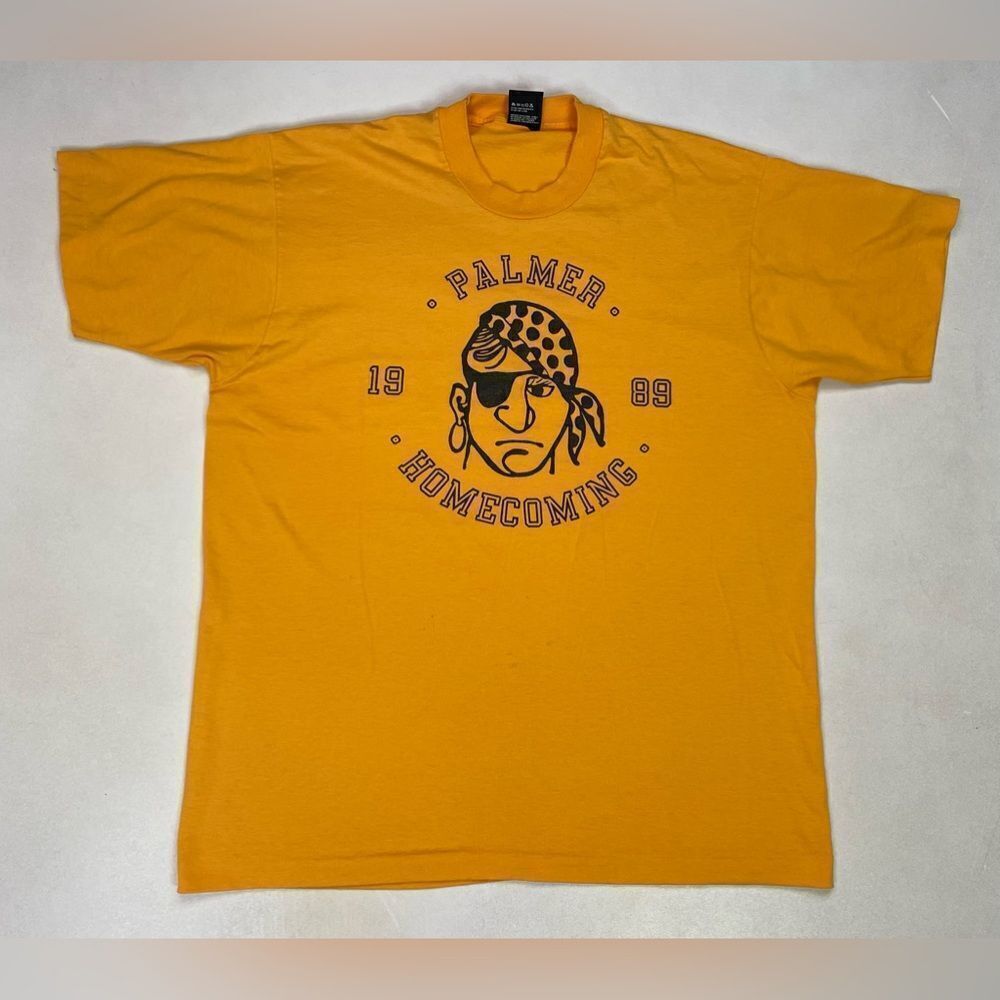VINTAGE Palmer Homecoming Pirate 1989 Graphic T-shirt Men XL 90s Single Stitch